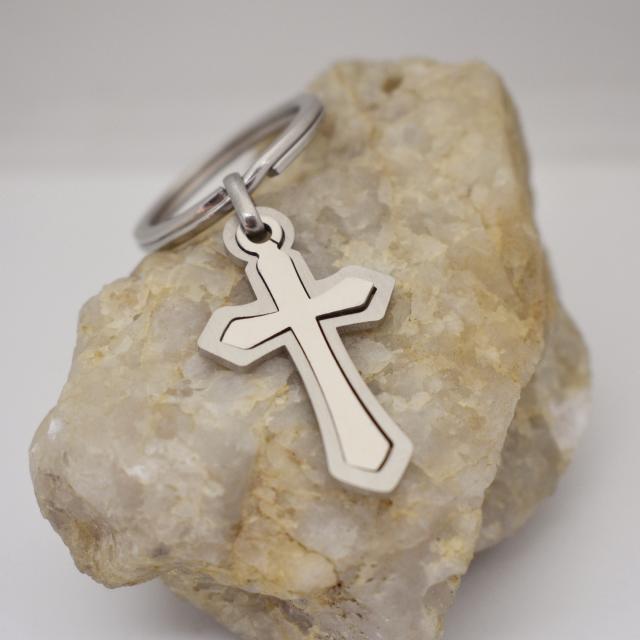 Double cross stainless steel keychain2.jpg